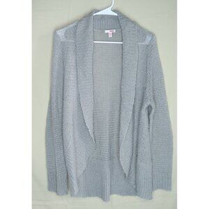 Bongo Open Knit Cardigan Sweater Duster Sweater Gray with Glitter Women's Large